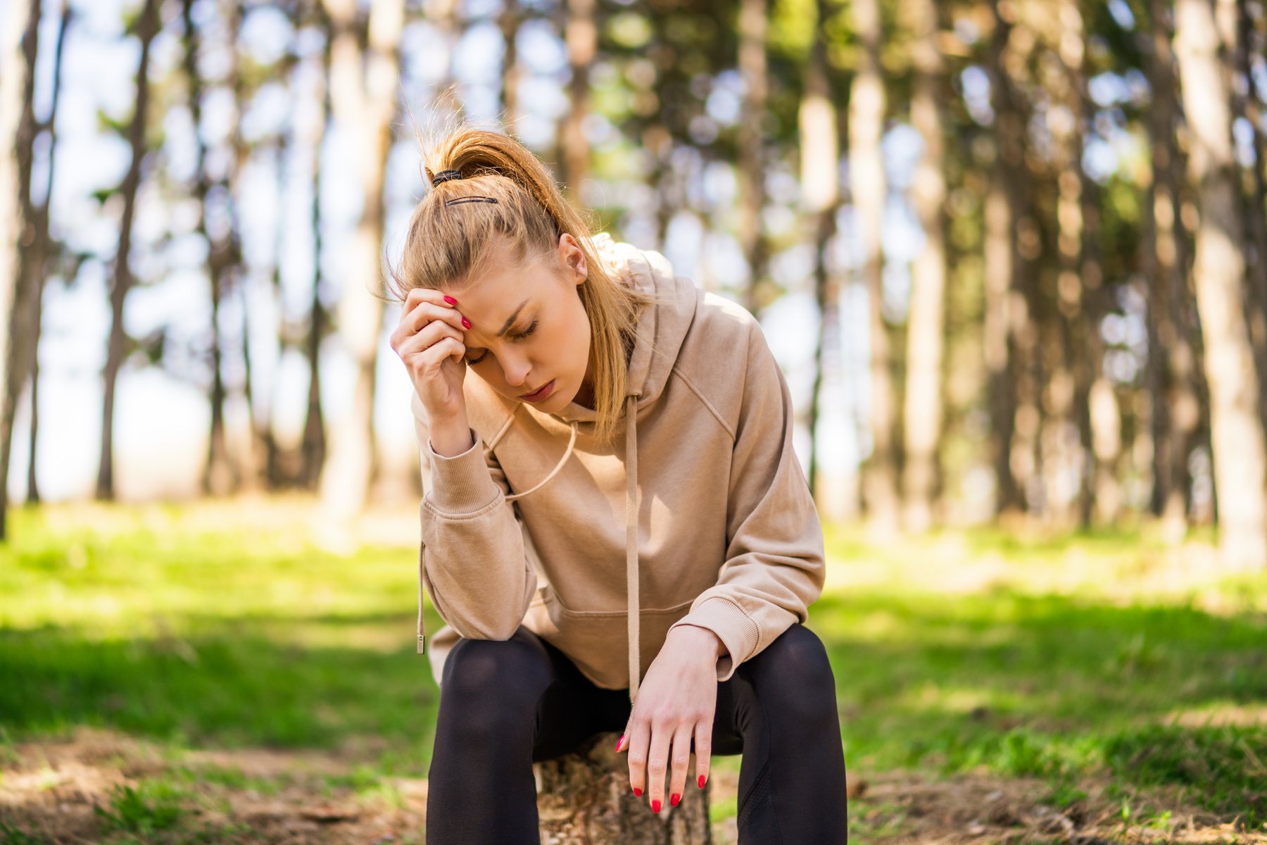 Tired woman  after exercise